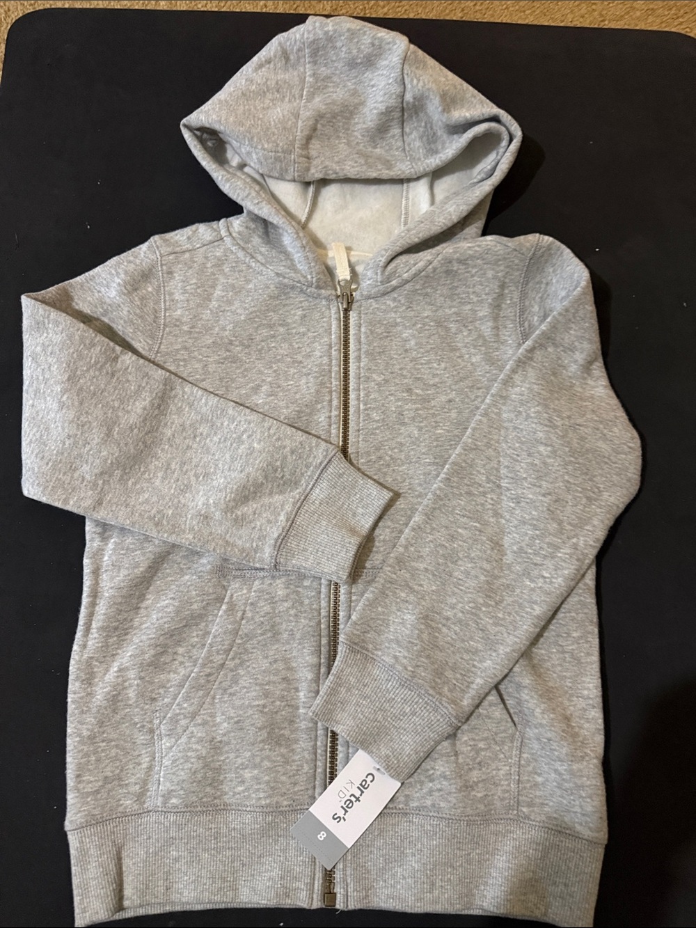 NEW WITH TAGS!  Carter's Light Gray Zip-Up Hooded Sweatshirt